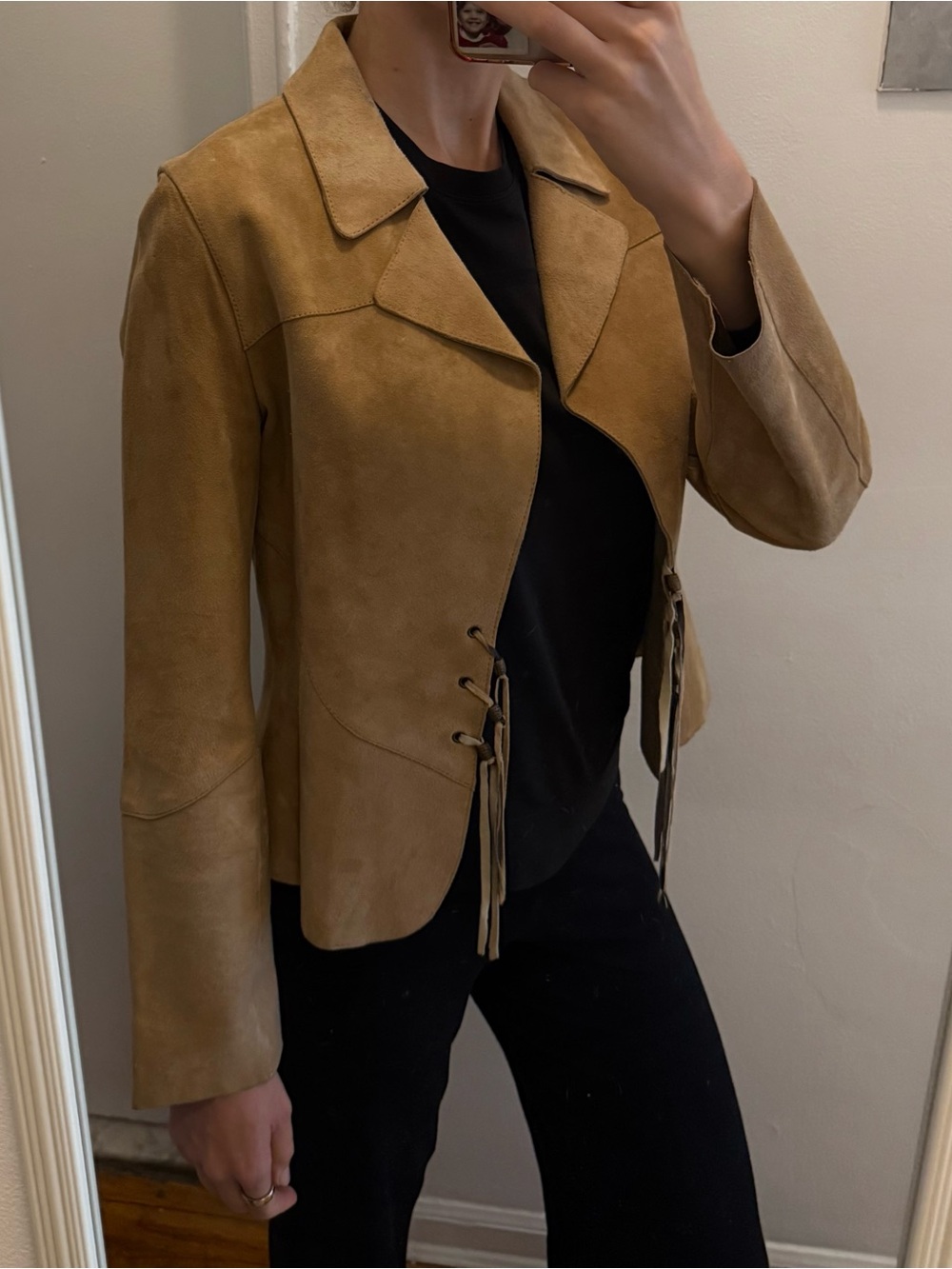 Vintage Tan Suede Lace-Up Leather Jacket